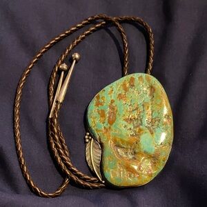 Sterling and Turquoise Bolo Tie-Huge